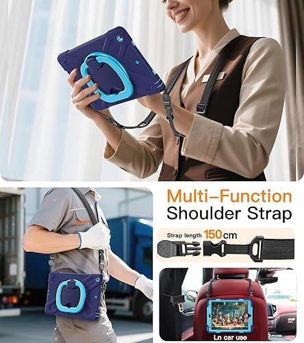 Miniatura 6 de BATYUE Funda para iPad de 987 generación (funda resistente para iPad de 10.2 pulgadas 202120202019) con protector de pantalla, soporte giratorio,