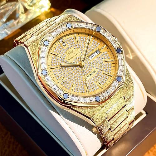 Miniatura 2 de OLEVS Relojes automáticos para hombre, cuerda automática, mecánico, de negocios, vestido de lujo, acero inoxidable, impermeable, luminoso, reloj de