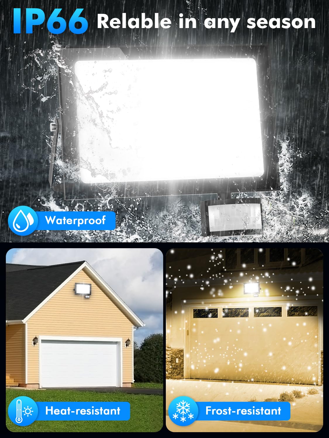 150W Foco LED Exterior con Sensor Movimiento,3000K/4500K/6500K Focos con Control Remoto,10000LM Proyector LED,IP66 Impermeable Luz Exterior para Jardín Garaje Patio Terraza