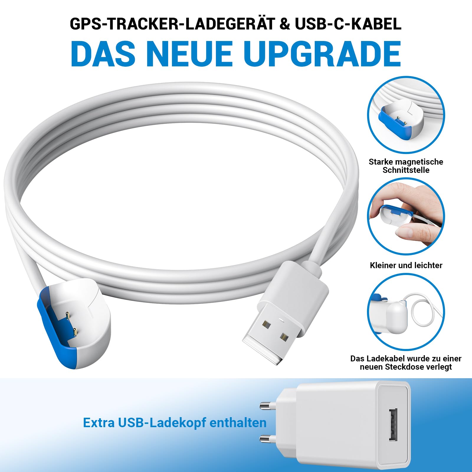 Cavo USB C magnetico GPS caricabatterie compatibile con Tracti DOG 4 GPS Tracker per cani