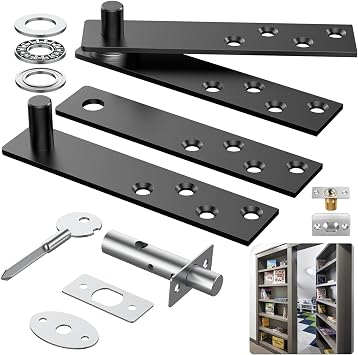 Pivot Door Hinges Hidden Heavy Duty, 360 Rotation for Secret Door