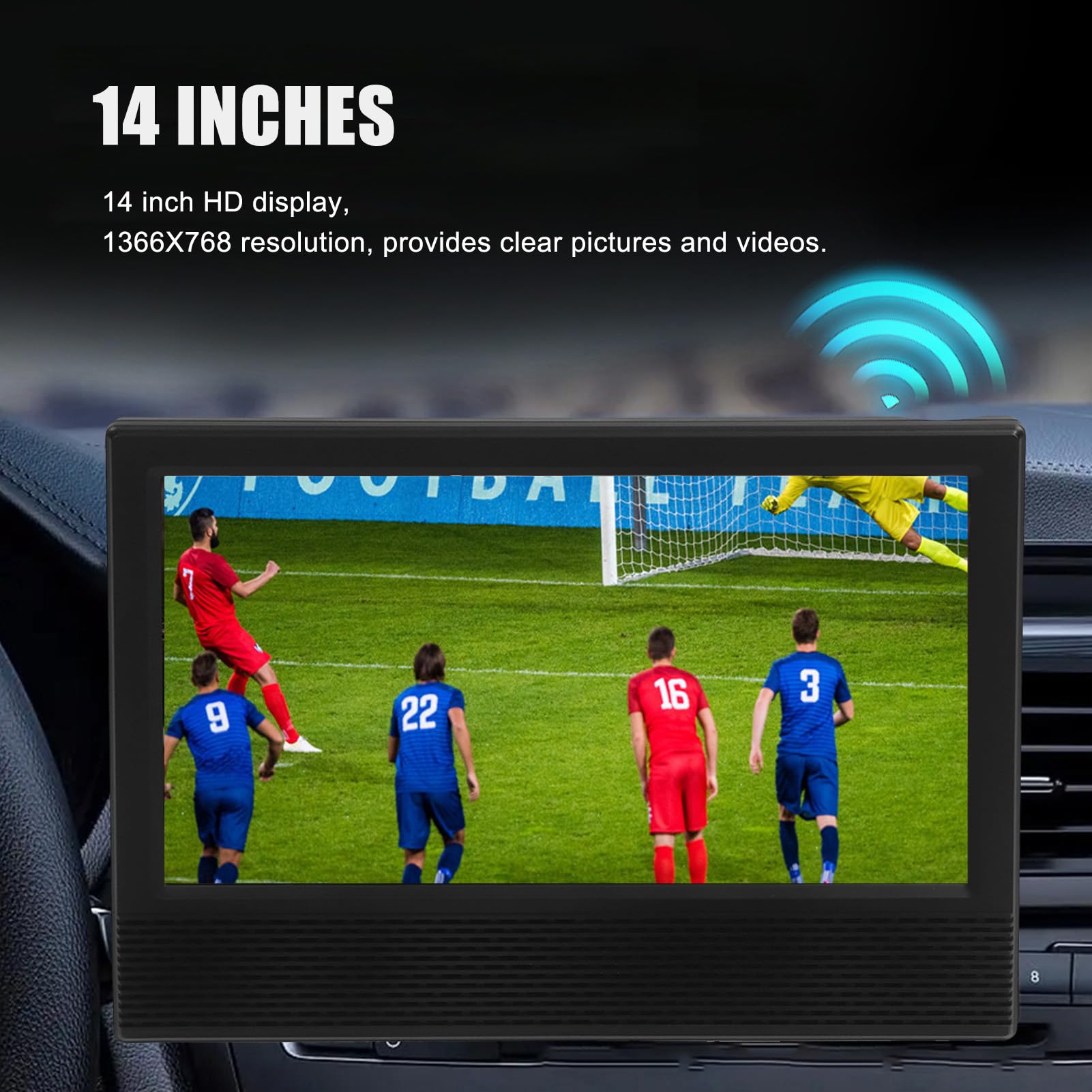 TV Portable 14 Pouces, TV Numérique 1366 X 768P avec Batterie Rechargeable 8800 MAh, Prise en Charge Dab, USB, HDMI, Carte TF, Télévision pour Camping, Cuisine, Camping-Car