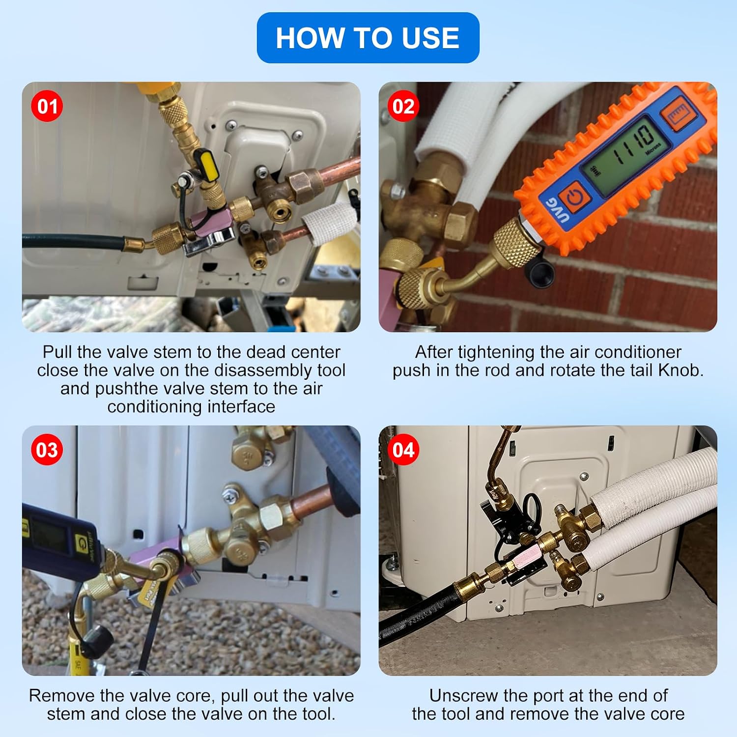 New Updated Valve Core Removal Tool & Dual Head Valve Core Remover, 1/4" Mega Flow HVAC Valve Core Removal Dual Size SAE 1/4 & 5/16 Port with Valve Cores