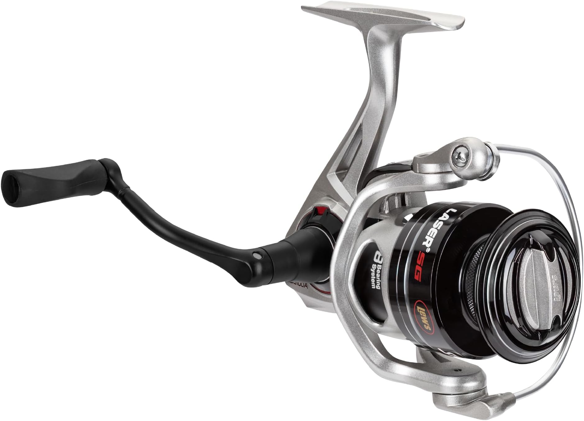 Laser SG Speed Spin Freshwater Spinning Fishing Reel, Right or Left-Hand Retrieve, 5.2:1, Zero Reverse 1-Way Clutch Bearing, Silver
