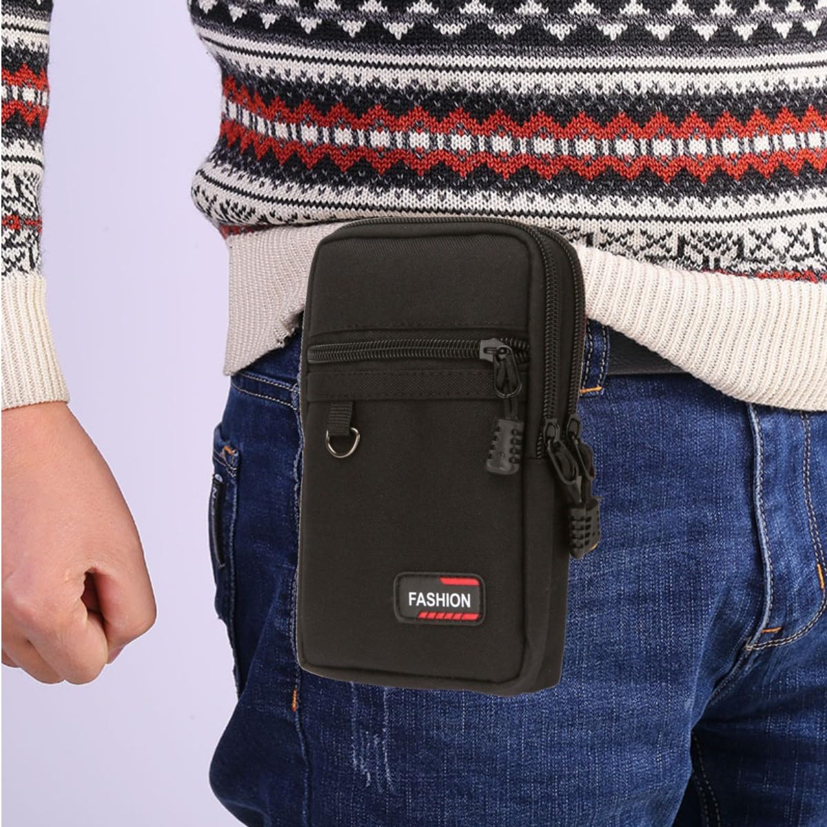 Handy Gürteltasche,Handy Gürteltasche aus Nylon,wasserdichte Bauchtasche,Handyholster,Handytasche Werkzeughalter,Gürteltasche Herren Taillentasche für Wandern,Camping,Rettung. (Schwarz)