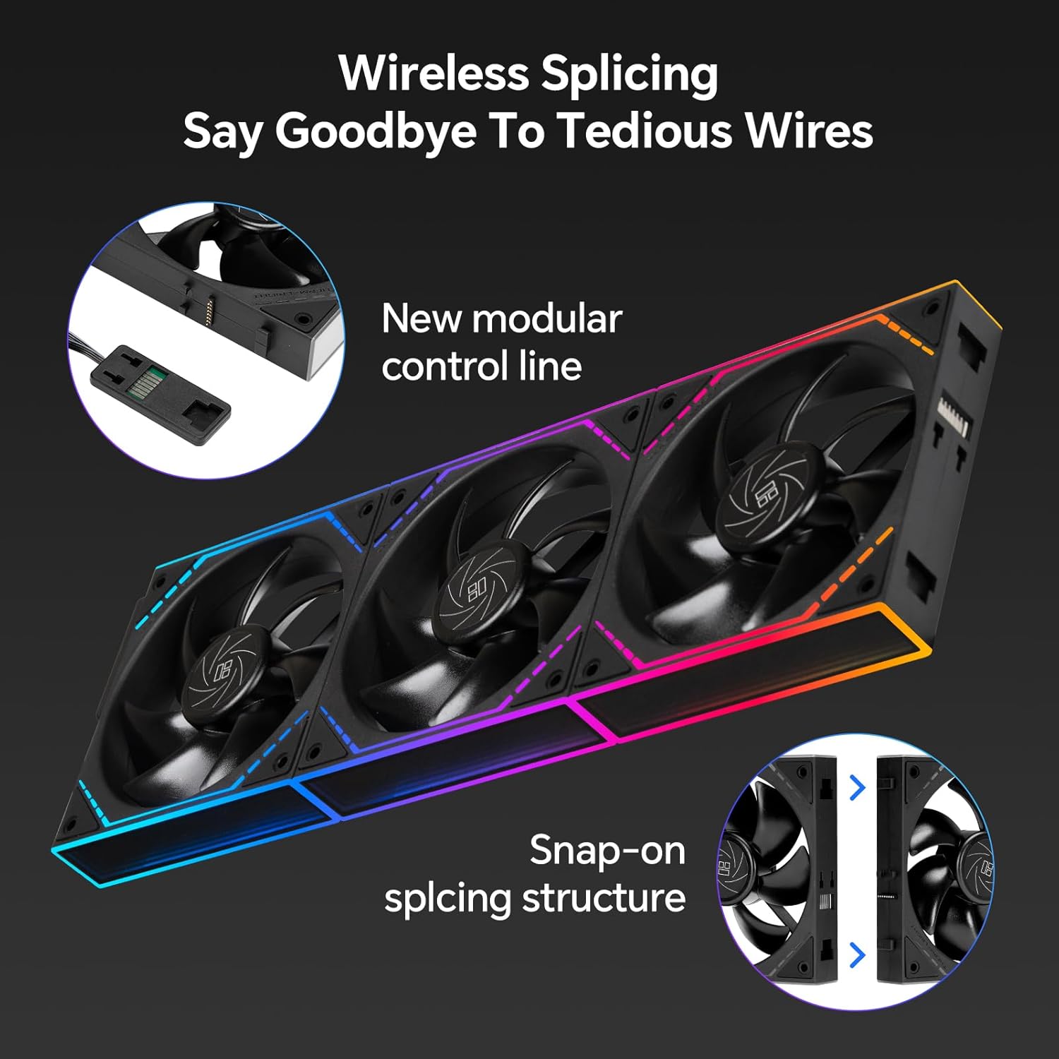 TL-M12Q X3 120mm Computer Case Fans, PWM ARGB PC Fans, 3-Pack, 2000RPM, Daisy-Chain, Infinity Mirror, Black