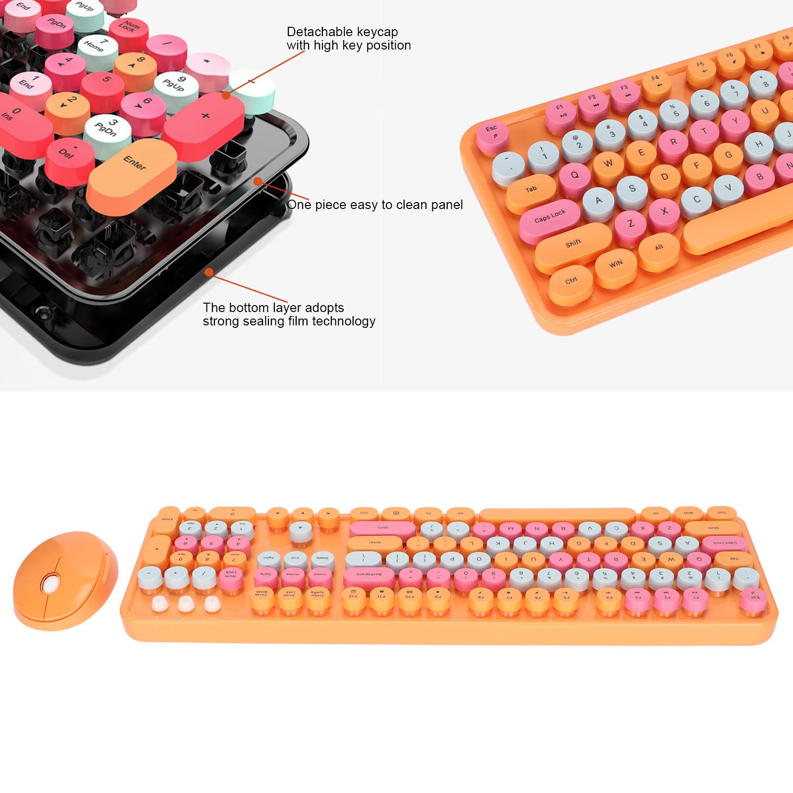 Ensemble clavier-souris sans fil, souris et clavier sans fil, combo clavier-souris, 104 touches, avec récepteur USB, conception ergonomique, plug and play, pour PC, ordinateur portable, ordi