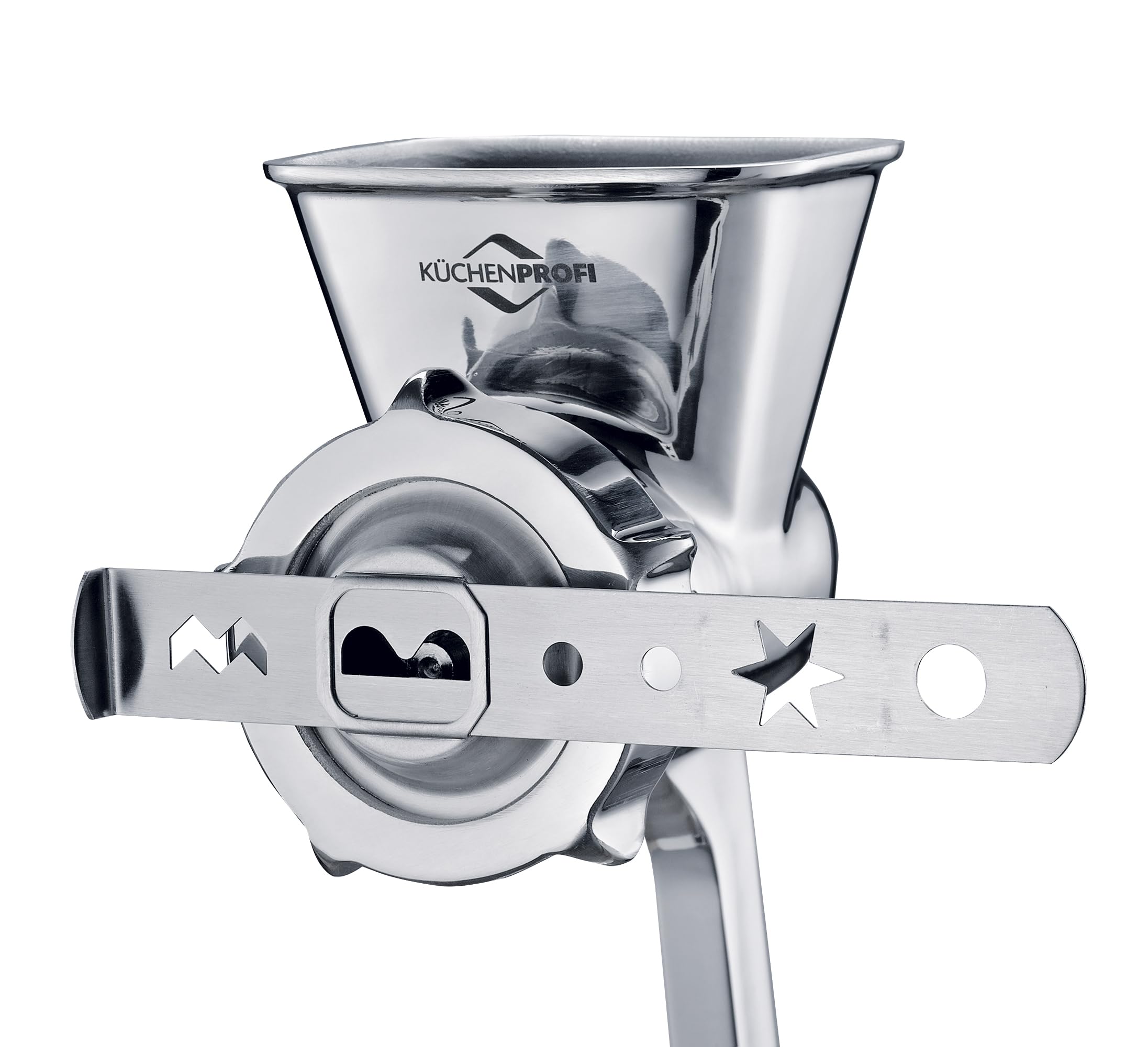 Küchenprofi Solido tritacarne manuale in acciaio inox 2.0, con 3 dischi forati, inserto per pasticceria e 3 set di riempimento per salsicce, con morsetto da tavolo extra grande, 12 x 10 x 40 cm