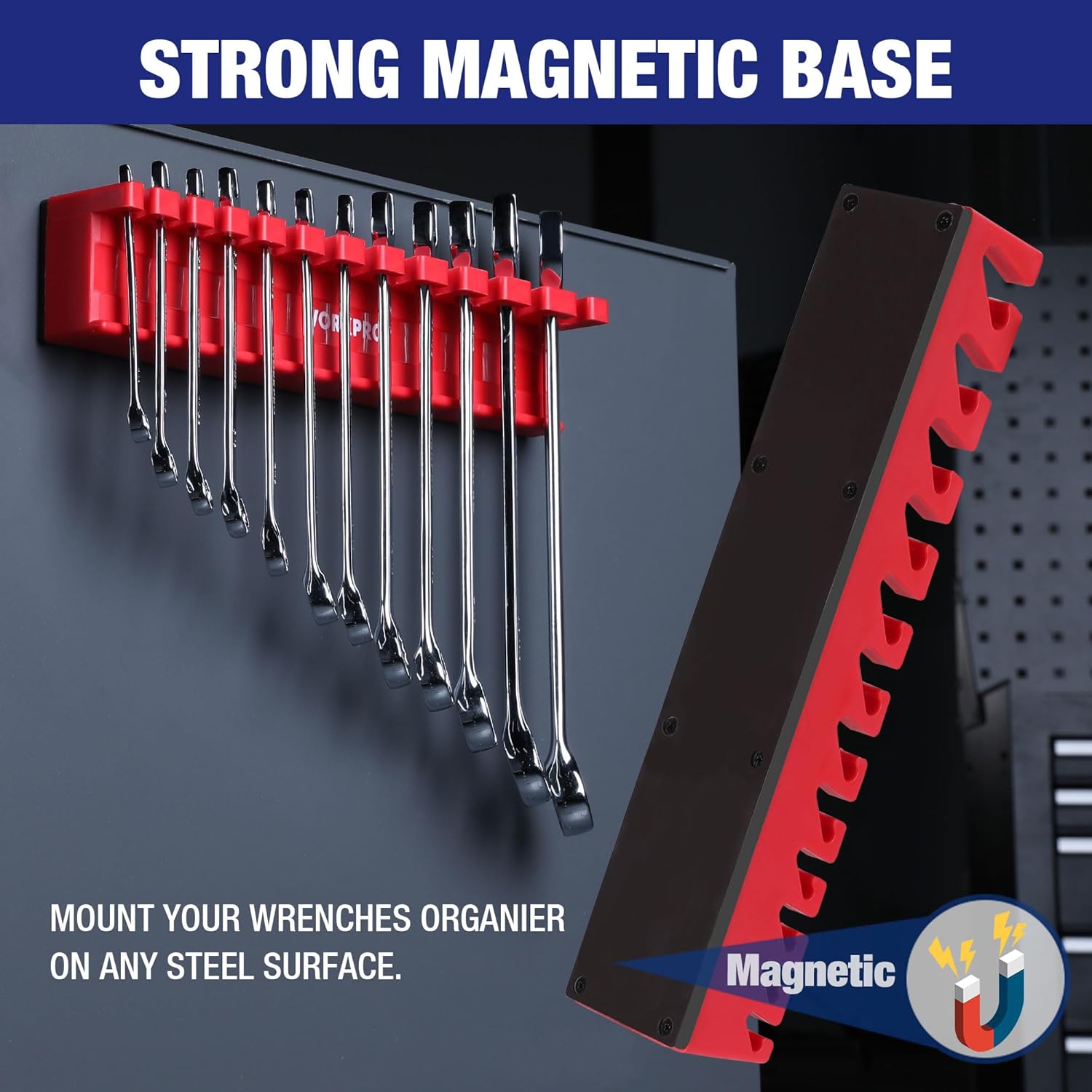 WORKPRO 6PC Magnetic Socket Organizer Set and WORKPRO 2-Piece Magnetic Wrench Organizer