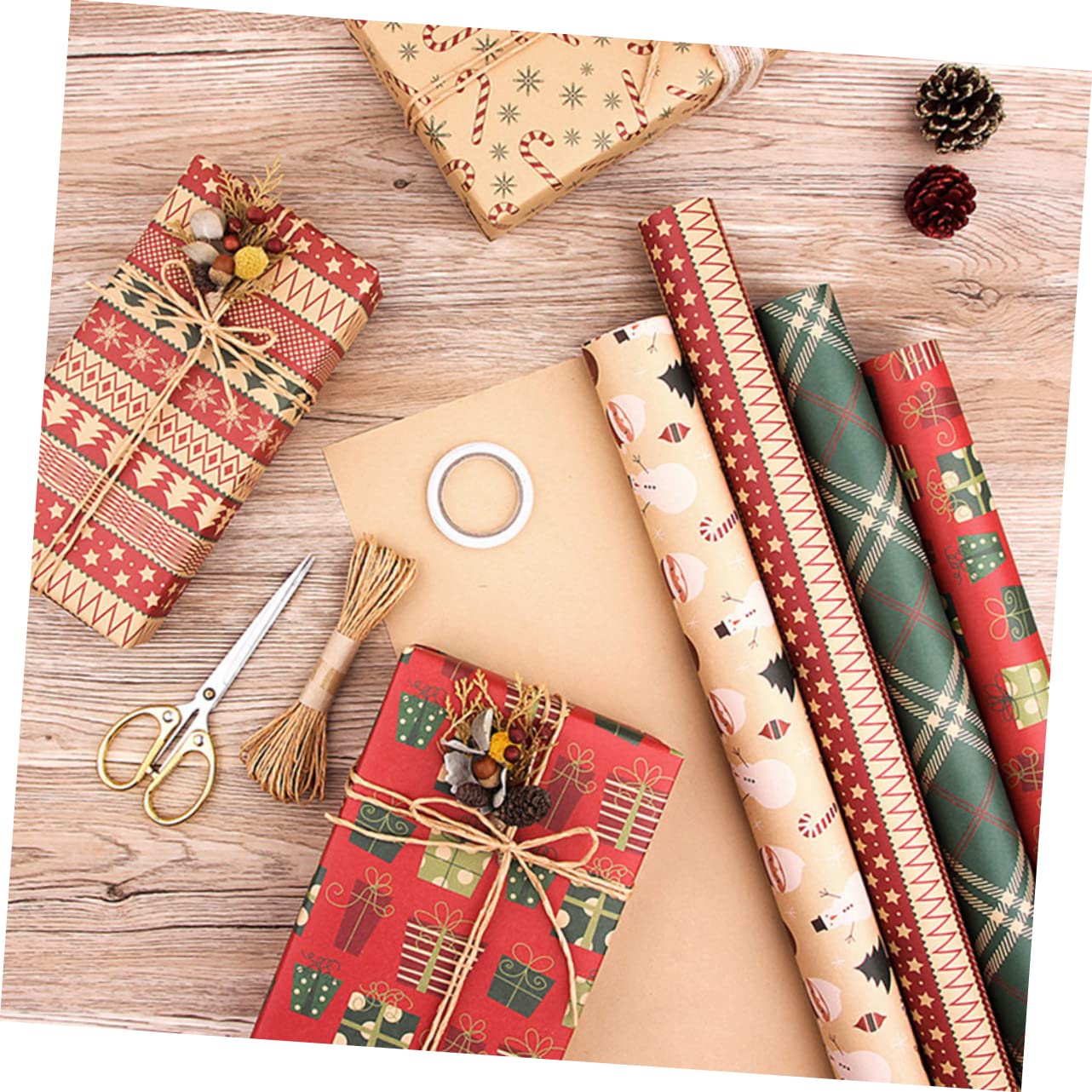 FRCOLOR Set di 3 adesivi natalizi fai da te di Natale, carta da per confezionare fiori, carta natalizia, bouquet, Natale, set di copertina