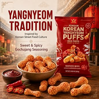 Premium Korean Sweet and Spicy Puffs | Authentic Korean gochujang seasoning crunch perfect for snacking for parties movie nights