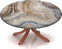 Vista 30 de Mantel con patrón de mármol, borde elástico, adecuado para catering y cocina, se puede limpiar para mesa redonda de comedor, para mesas redondas