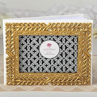 FASHIONCRAFT Gold Lattice Botanical Collection Guest Book