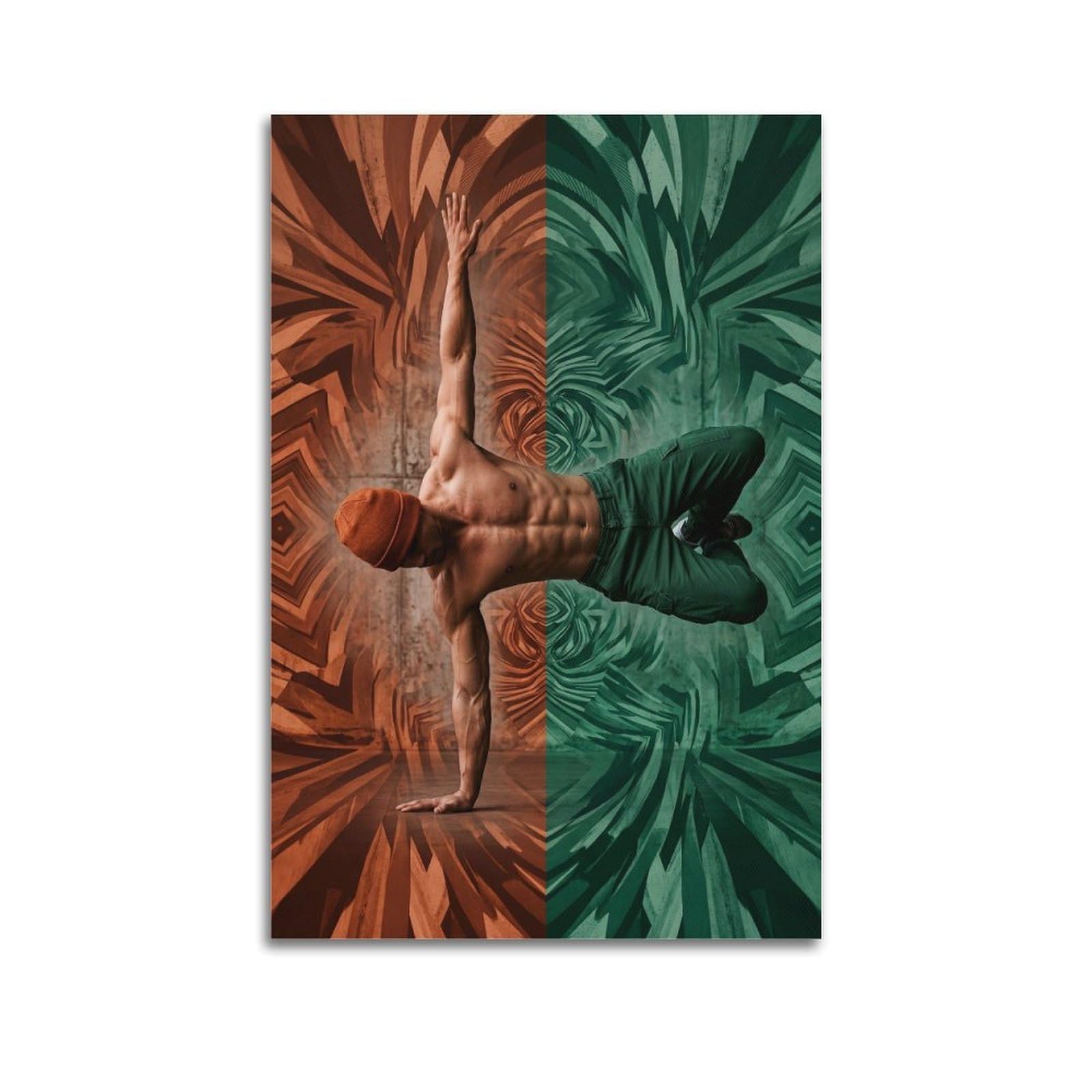OLYHTR Surreal Dynamic Breakdance Human Strength Poster Modern Decorative Canvas Prints - Ideal Wall Art for Family, Man Cave, Game Room, Boys & Girls Bedroom 24x36inch(60x90cm)