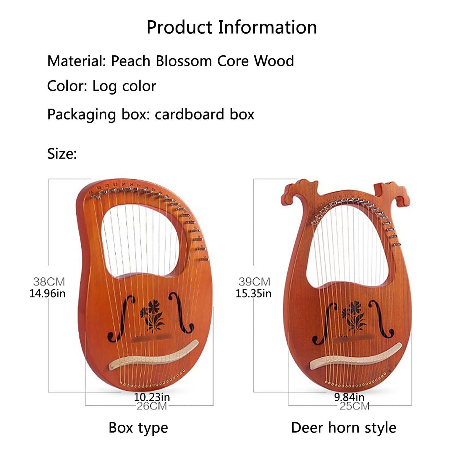 Resonanzraum Lyre Harfe Box Typ 16/19 Saiten Mahagoni Harfe Instrument Stimmschlüssel Ersatz-Saiten Schoßharfe Tragbar Reisen Camping Anfänger(16-String Antler Model-Flower)
