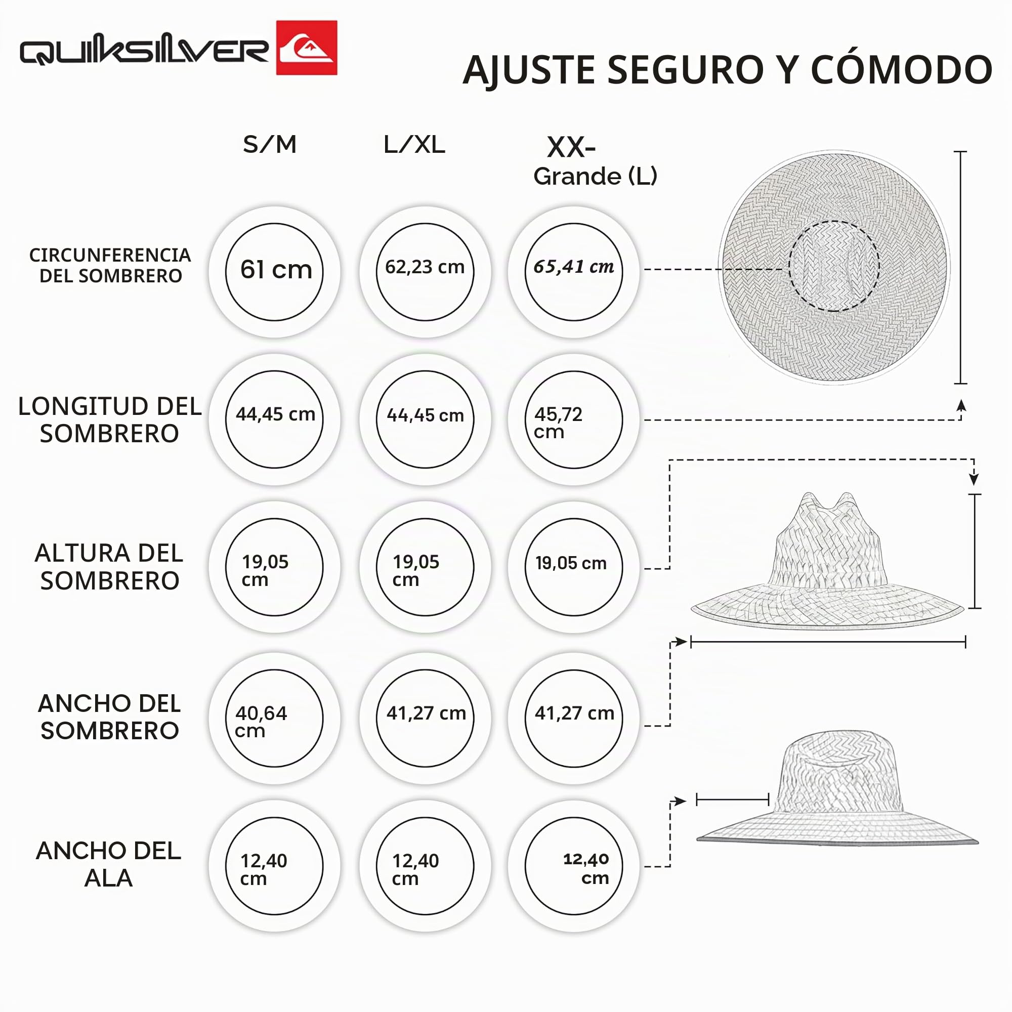 Quiksilver Wide Brim Outdoor Sun Protection Lifeguard Straw - Sombrero para el Sol Hombre