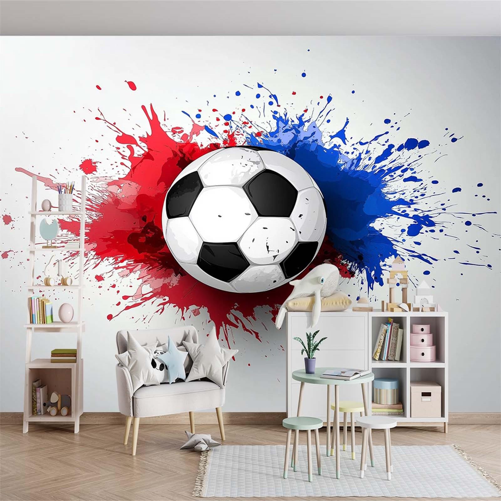 Panoramiczna niestandardowa tapeta 3D, 250 x 175 cm, plakat ścienny, sport, piłka nożna, farba, tapeta mural do sypialni, salonu, pokoju dziecięcego, dekoracja, szara fototapeta