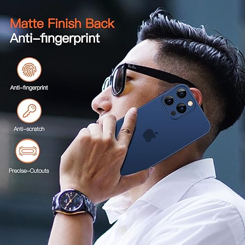 Miniatura 6 de Dataroad - Funda delgada para iPhone 15 Pro papel fino de 0.008 in, 6.1 pulgadas, con 2 protectores de pantalla de vidrio templado, translúcido que