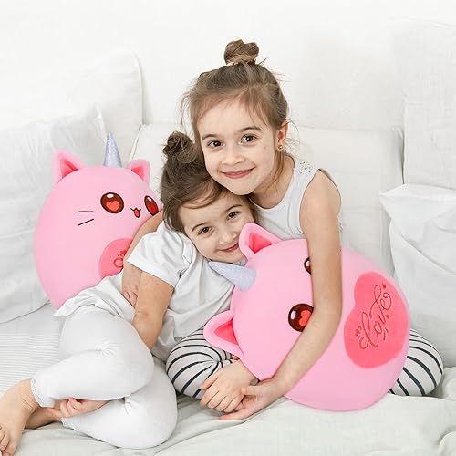 Miniatura 5 de Auspicious beginning Juguetes de peluche de gato de unicornio de 11 pulgadas, peluche de gato rosa, lindo juguete de peluche de gato, peluche