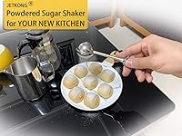 Vista 2 de JETKONG Agitador de azúcar en polvo dispensador de harina con mango de resorte de acero inoxidable 18/8 para harina de azúcar y especias