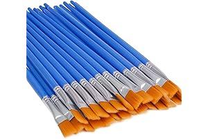 UPINS 30 Pcs Flat Paint Brushes for Classroom, Small Brush Bulk for Detail Painting
