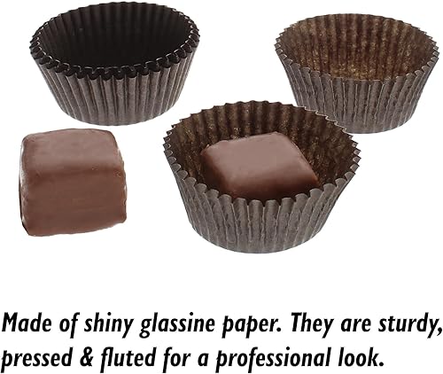 Miniatura 2 de CybrTrayd Papel Glassine No.5 Aproximadamente 5,000 piezas – Base de 1-1/4 pulgadas, 3/4 pulgadas de pared de caramelos, marrón