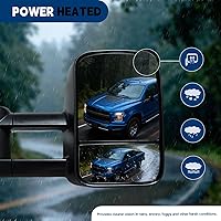 Vista 6 de AERDM Nuevo par de espejos de remolque con operación eléctrica, calefactados, texturizados en negro, telescópicos, espejos laterales para remolques