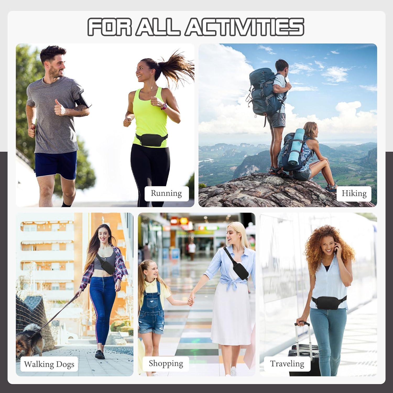 MoKo Fanny Packs for Women Men, Fashion Running Waist Packs, Crossbody Mini Bag Fanny Pack Belt Bag with Adjustable Strap for Running Outdoors Workout Travel Hiking Cycling - Image 7