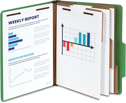 Miniatura 6 de Blue Summit Supplies Carpetas de clasificación verdes, 3 divisores, tamaño carta con expansiones Tyvek de 2 pulgadas, uso para organizar registros