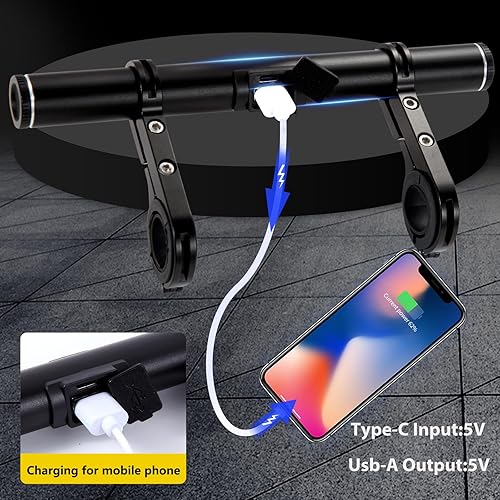 Miniatura 4 de Redcomets Extensor de manillar de bicicleta recargable por USB, extensión de manillar de bicicleta de 7.8 pulgadas y cargador de teléfono de
