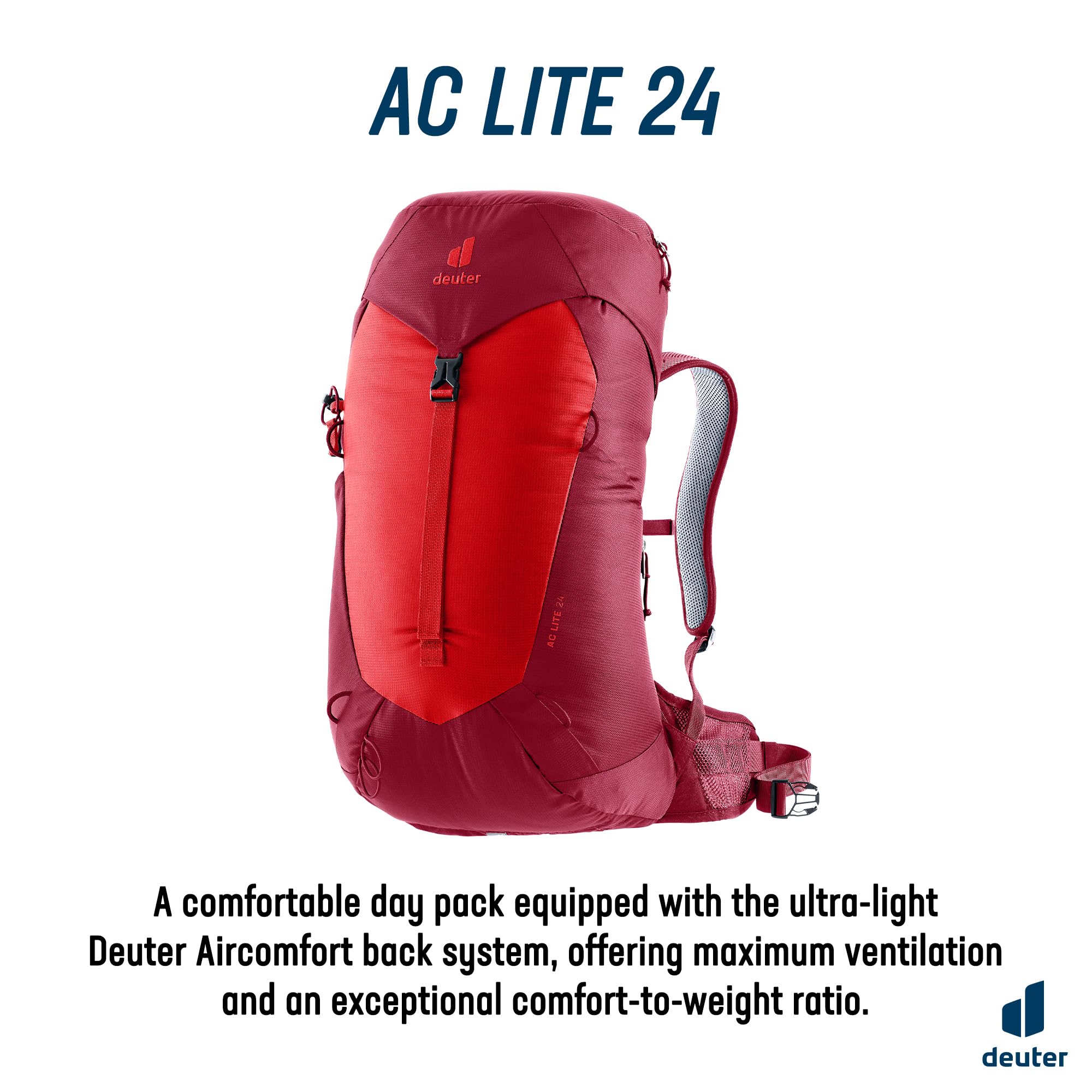 deuter AC Lite 24 plecak turystyczny, Cherry-masala, 24 Largo, Minimalistyczny