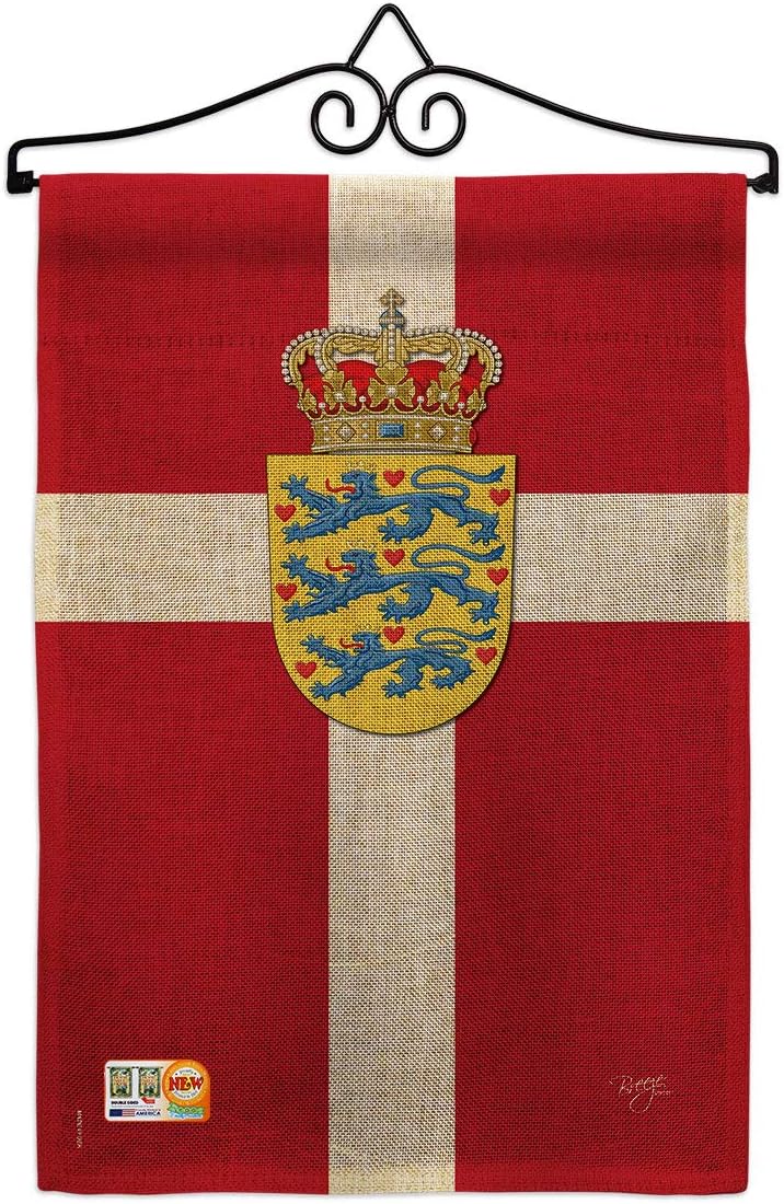 Denmark Garden Flag Set Wall Holder Regional Nationality Nation International World Country Particular Area Small Decorative Gift Yard House Banner Made In USA 13 X 18.5