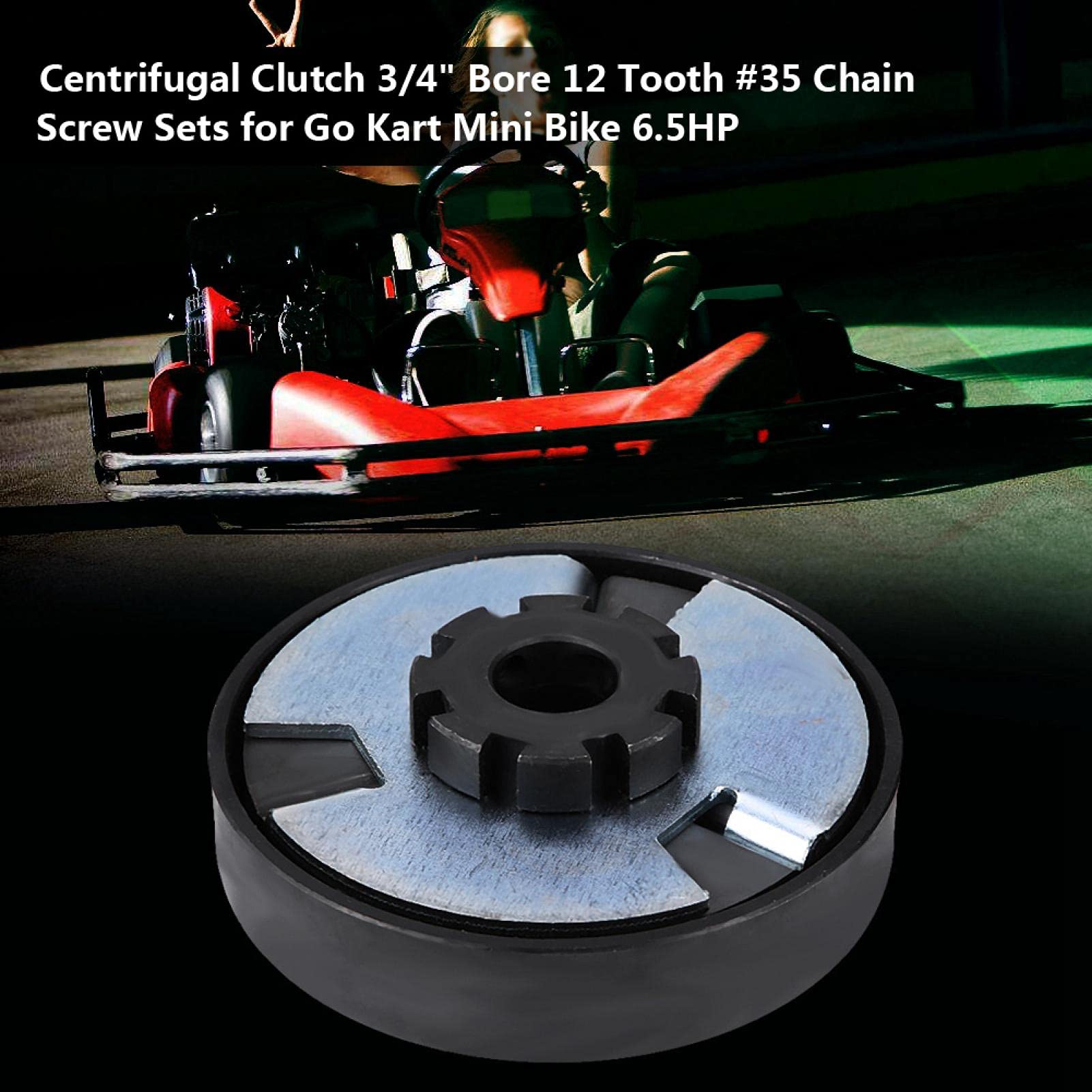 Akozon Fliehkraftkupplung 3/4 Zoll Bohrung Zentrifugalkupplung 12 Zähne #35 Kettenschraubensätze PBH540687 für Go Kart Mini Bike