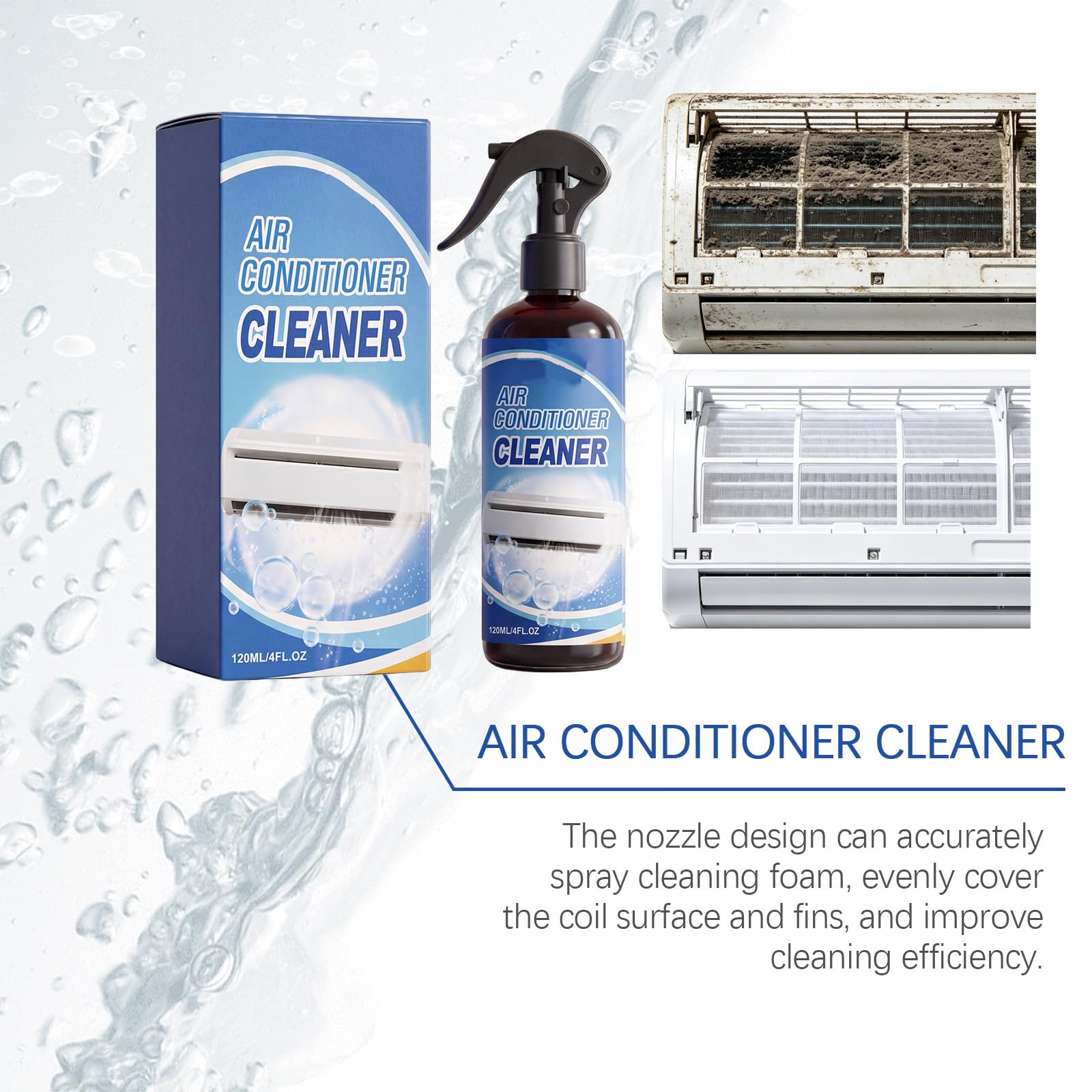 Klimaanlagen-Reinigungsschaum, No-Rinse Air Conditioner Cleaner Spray, Mehrzweck-Schaumspray, Verdampfer & Kondensator Spulen Reiniger, hebt Schmutz und Dreck von innen heraus (5PCS)
