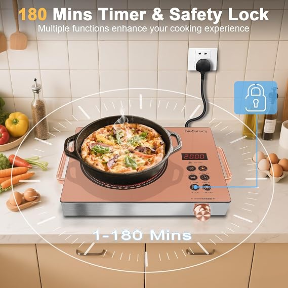 Single Burner Electric Hob 2000W, Portable Ceramic Stove, 220V with Plug