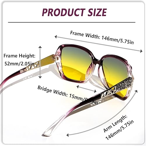 Miniatura 7 de Sehnsucht Gafas de conducción nocturna para mujer polarizadas antirreflejos elegantes gafas de visión nocturna de gran tamaño gafas de sol de día y