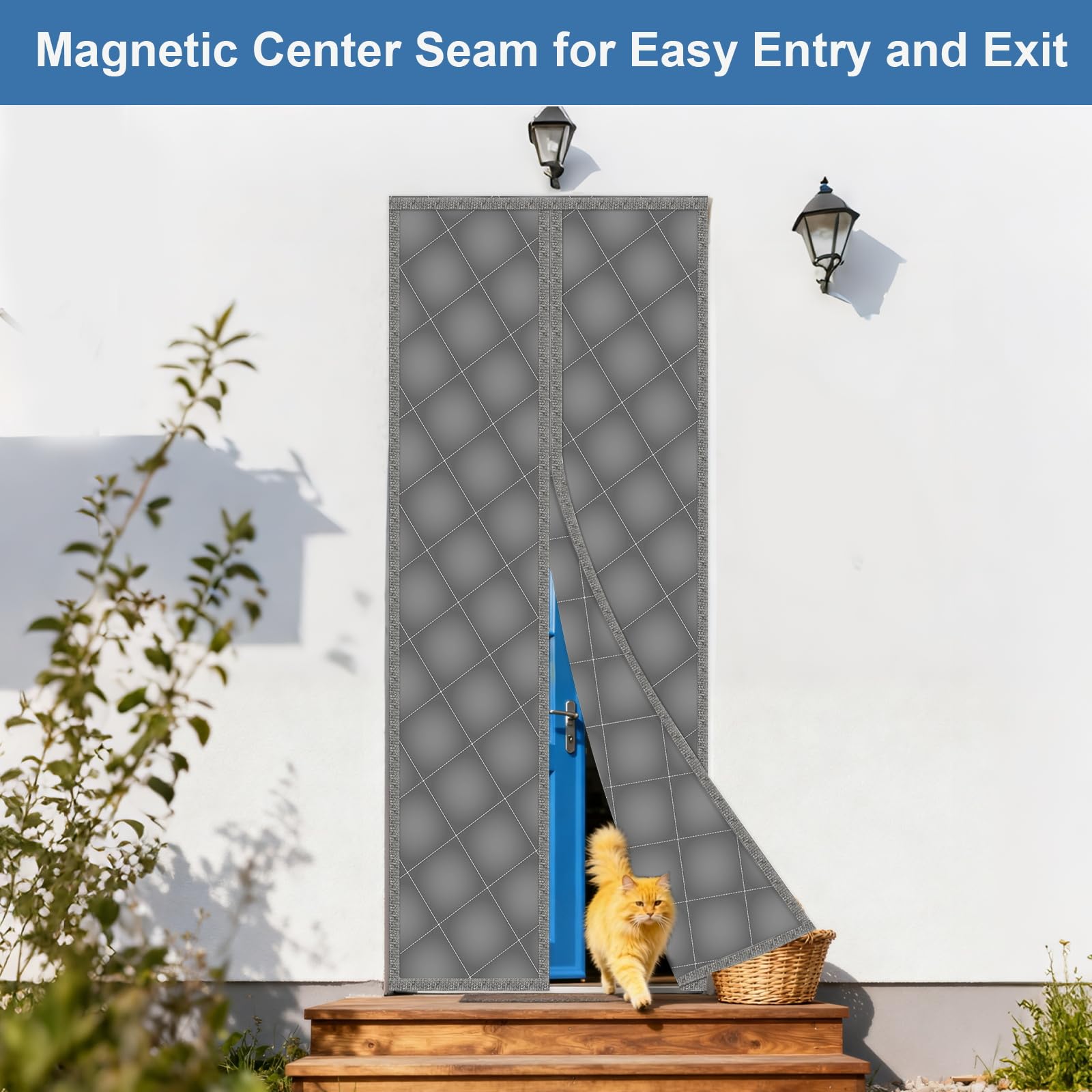 90 x 210 cm cortina térmica para puerta protección contra el frío, cortina magnética de protección térmica para puertas, cortina térmica para interiores, aislamiento térmico, sin agujeros, para puerta