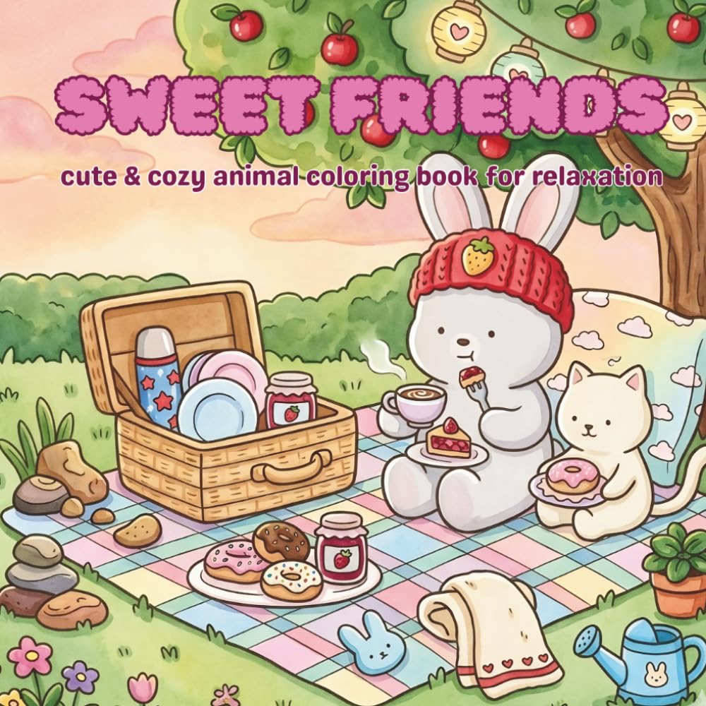 Cozy friends: sweet friends coloring book