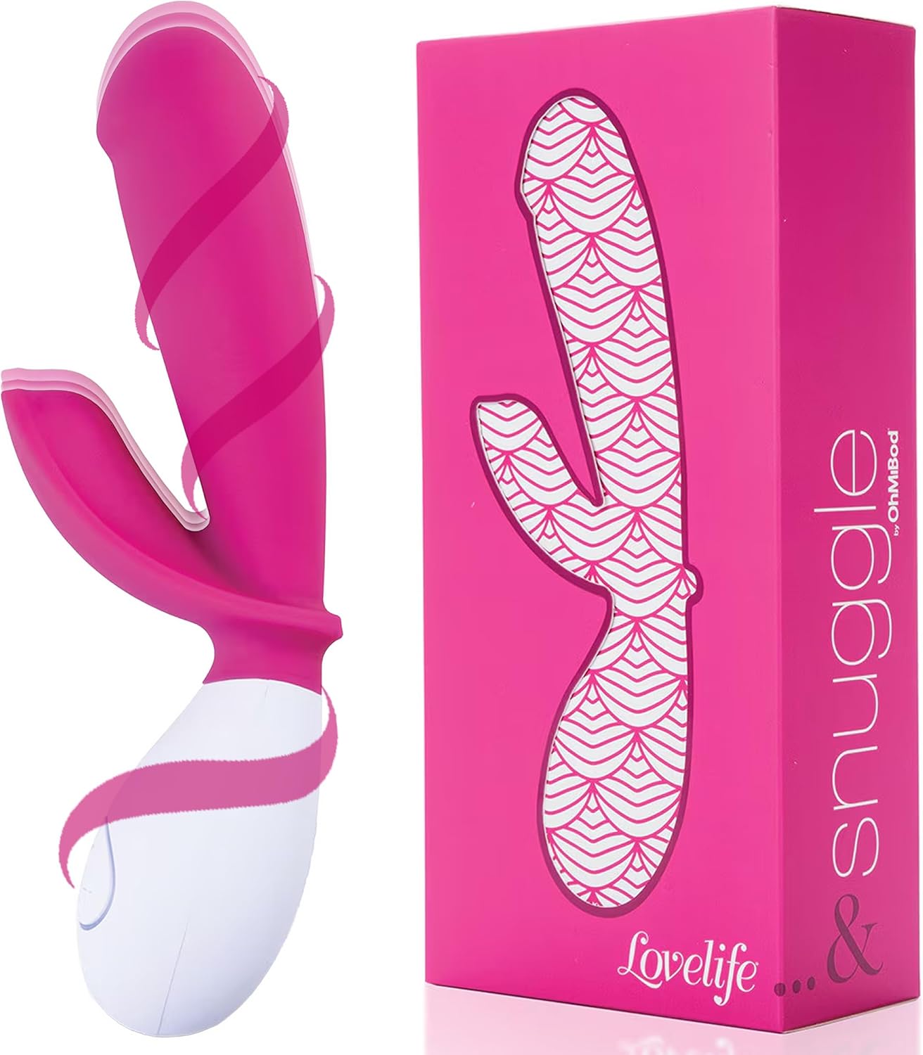 OhMiBod Lovelife Snuggle Vibrator - Dual Stimulation G-Spot Vibrator - Personal Massager for Women - Couple's Vibrator Seven Presets to Enjoy - Body-Friendly, Rechargeable, Splashproof - Pink