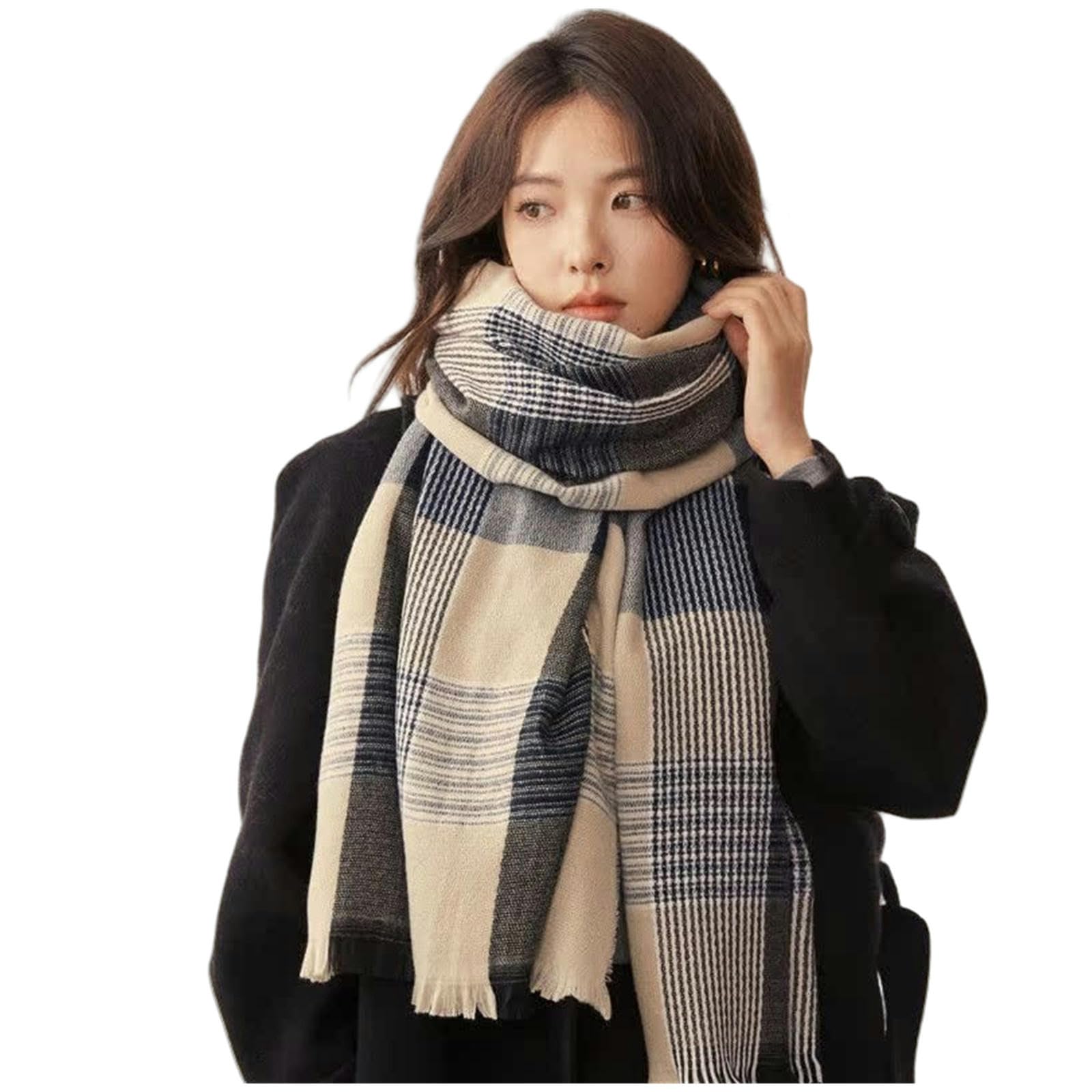 Sciarpa Donna Sciarpa A Quadri per Le Donne Inverno La Sciarpa A Collo Caldo di Fascia Alta per Uomini-i