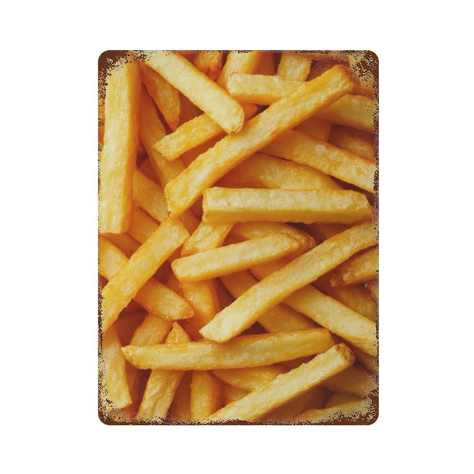 Garage Style Crispy French Fries Weathered Tin Sign 15.7"x11.8", Classic Wall Plaque for Bar And Workshop