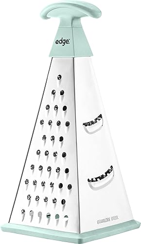 edge Box - Rallador de queso de acero inoxidable, mango de silicona de fácil agarre y base antideslizante para queso, verduras, jengibre,