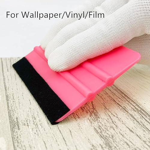 Miniatura 8 de Escobilla de fieltro de plástico rosa, escobilla de calcomanías para quitar burbujas para película de vinilo de automóvil, gráficos y papel tapiz,