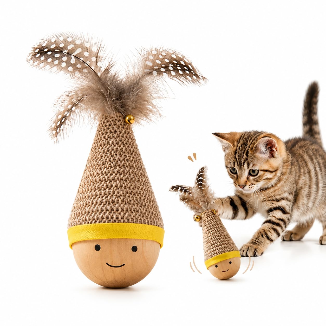 Jouet pour chat oscillant avec plume pour stimuler son instinct