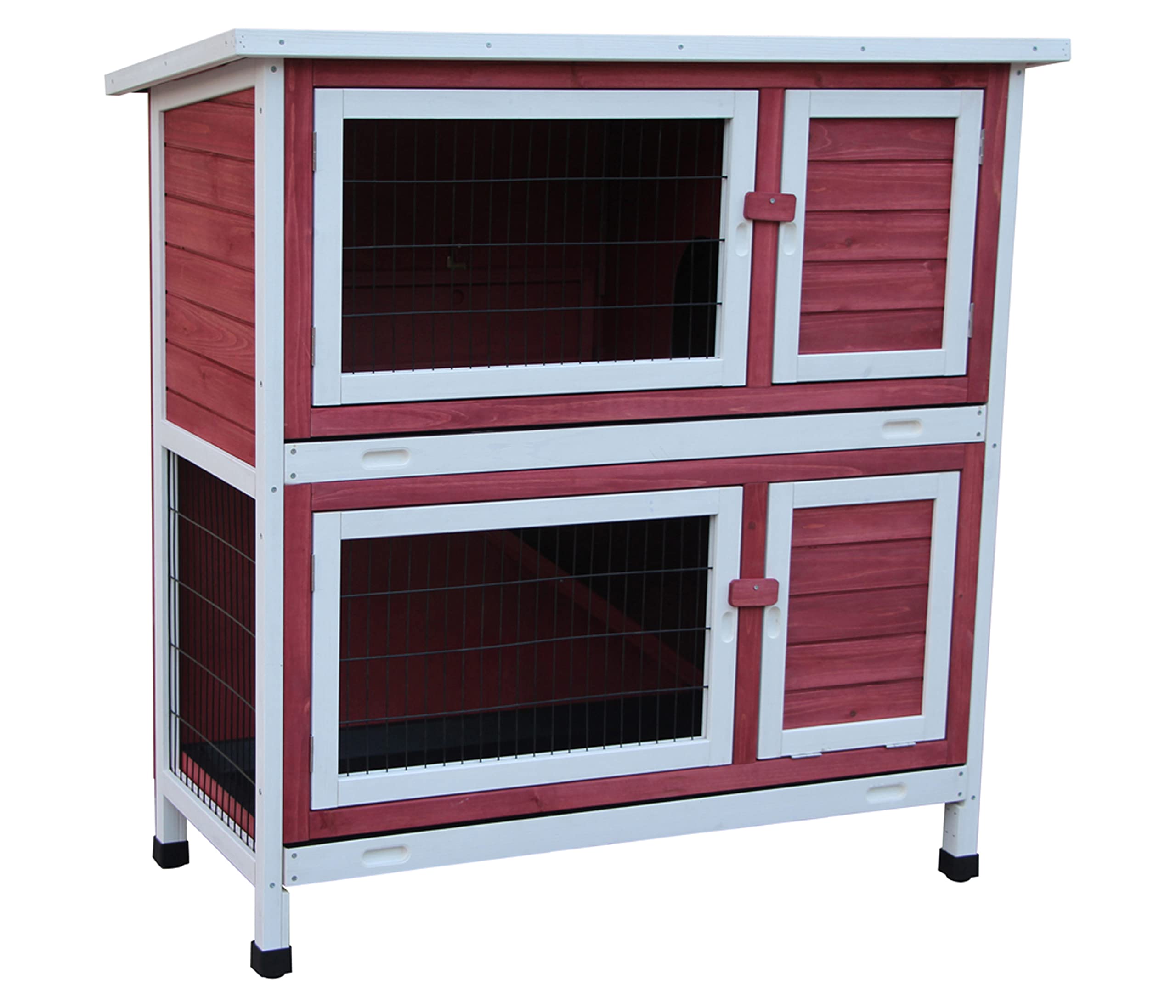 Dehner Establo para Conejos, casa Rural, Aprox. 116 x 57 x 114 cm, Madera de Abeto, barnizada, Color Rojo y Blanco.