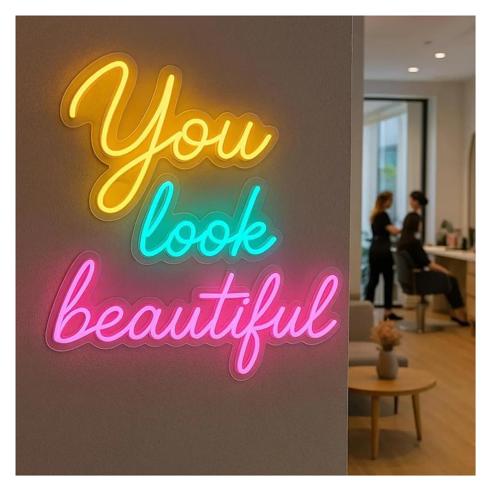 Shouxi D Sign Lamp You Look Beautiful Neon Sign Handmade Lights Suitable For Beauty Salon Wall Ecor 40Cm(D)