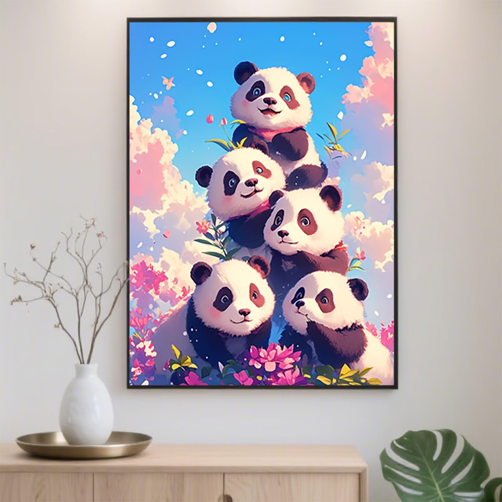 Diamentowe malowanie gigantyczna panda 70x90 cm diamentowe malowanie dzieci kreskówka, 2025 DIY diamentowe malowanie według numerów dorośli rzemiosło kryształ diament ścieg krzyżykowy, dekoracja z1029