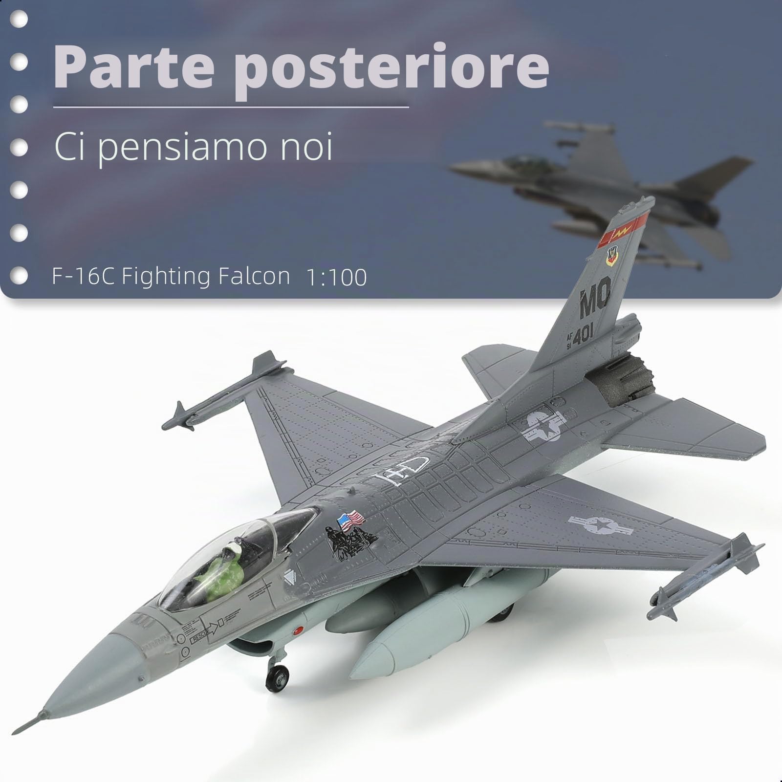 NUOTIE 1/100 F-16C Fighting Falcon Modello da Caccia in Metallo Pressofuso Kit di Aerei da Caccia Modello di Aereo da Caccia Aereo Militare per Collezione e Regalo