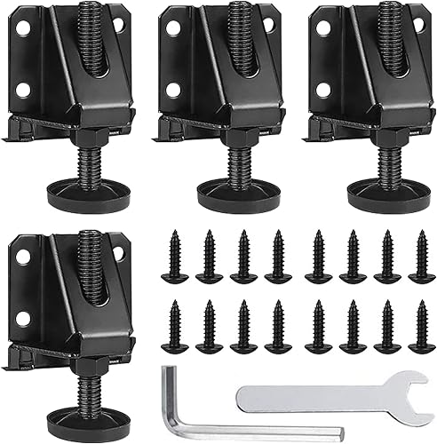Nivelador de patas ajustable, paquete de 4 pies niveladores de patas resistentes, niveladores de muebles ajustables con tornillos, tuercas de