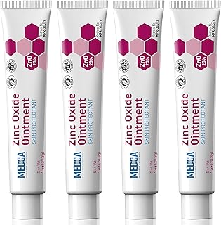 High-Potency 20% Zinc Oxide Ointment - (Pack of 4) Baby Diaper Rash Cream and Gentle Skin Protectant Barrier for Chafed Skin, Wetness, Daily & Overnight Protection Soothing, Hypoallergenic, 1oz Tubes